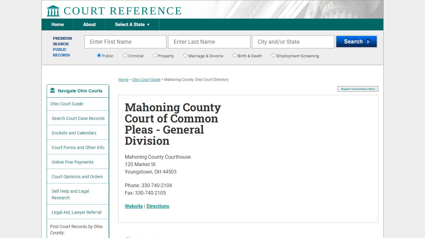 Mahoning County Court of Common Pleas - General Division